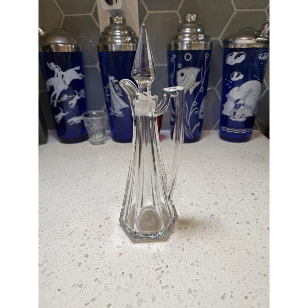 Jefferson Central Glass Krys-tol Cruet Clear Crystal Steeple EAPG Glass 8 1/2 "